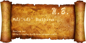 Máté Balbina névjegykártya